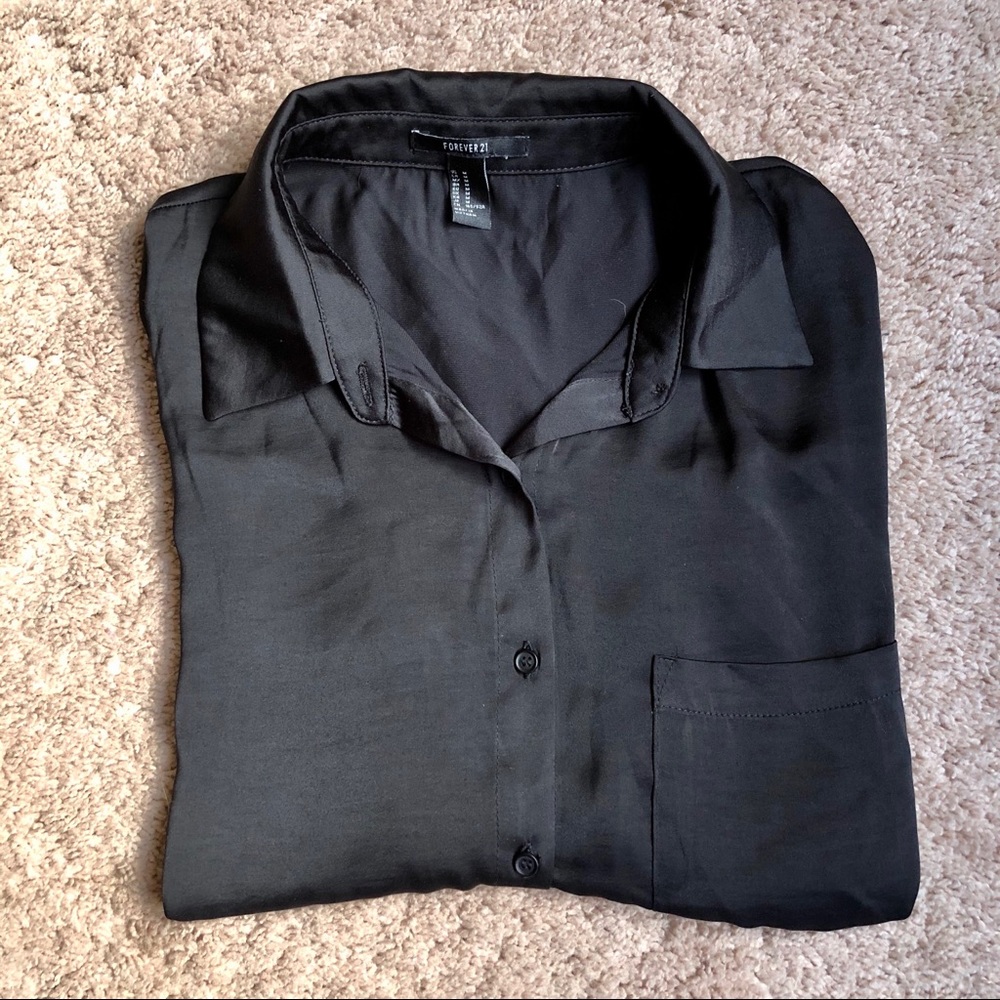 Silky black button up